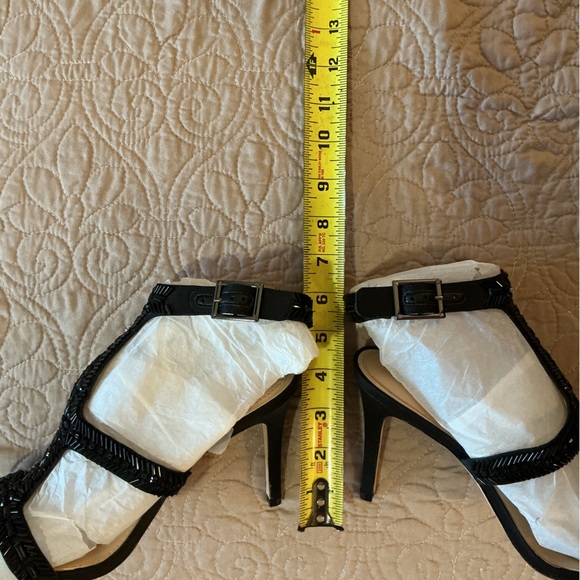 Brand New Imagine Vince Camuto Black Strappy Beaded Formal Ankle Heels Size 10 - Picture 9 of 16